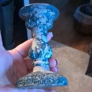 Vintage Blue Shabby Candle Holder